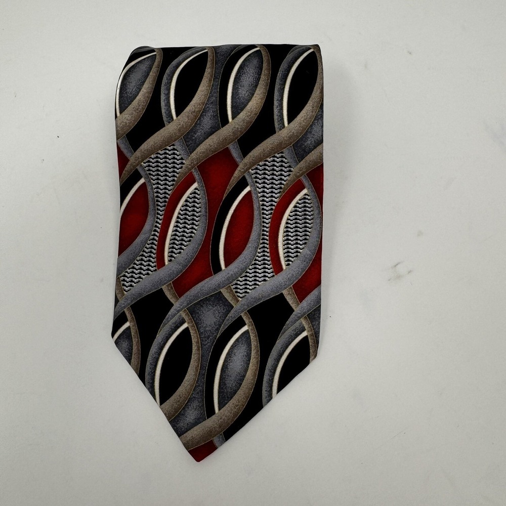 J. BLADES & CO Monterey Bay 100 %‎ Silk Men's Tie USA Black/Red/Gray